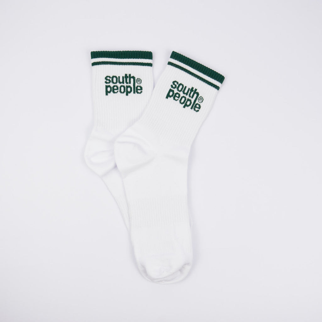 Calcetines blancos logo verde south people